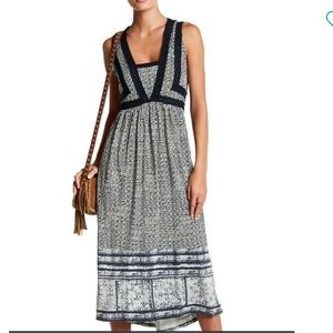 Lucky Brand Crochet Trim Print Dress